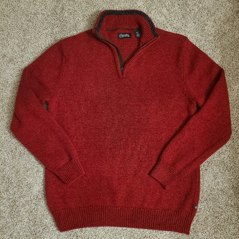 Chaps Quarter Zip Red Sweater Size Small